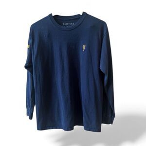 Carrot’s by Antwar Wordmark Long Sleeve Shirt Mens Medium Blue Yellow Logo